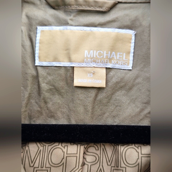 Michael Kors Khaki Jacket Raincoat Top Snap Up & Full Zipper W/ Pockets Size XS - Picture 11 of 12